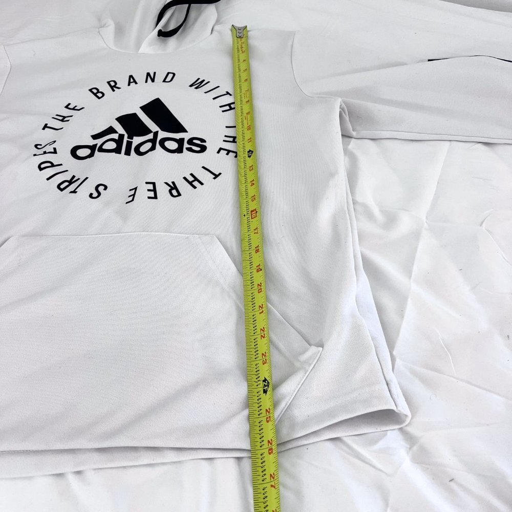 adidas Sport ID Pullover Hoodie White Black Graphic Size M - Picture 7 of 11